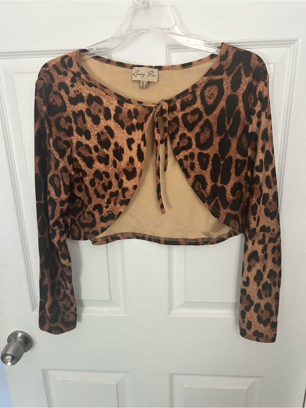 Lindy Bop Women’s Brown Leopard Print Tie-Front Bolero